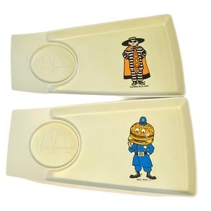 2 Vintage McDonald’s 1970’s Hamburglar & Big Mac Happy Meal Kids Plastic Tray